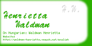 henrietta waldman business card